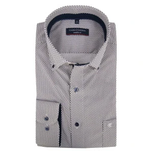 Casamoda Overhemd | Khaki Marine Print