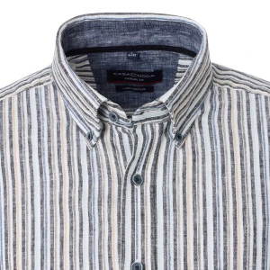 Casa Moda Zomer Shirt | Grijs Ecru Gestreept
