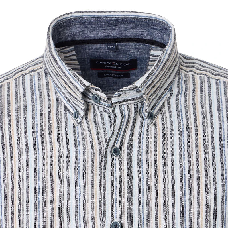 Casa Moda Zomer Shirt | Grijs Ecru Gestreept | www.pietkoopmans.nl