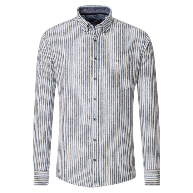 Casa Moda Zomer Shirt | Grijs Ecru Gestreept | www.pietkoopmans.nl