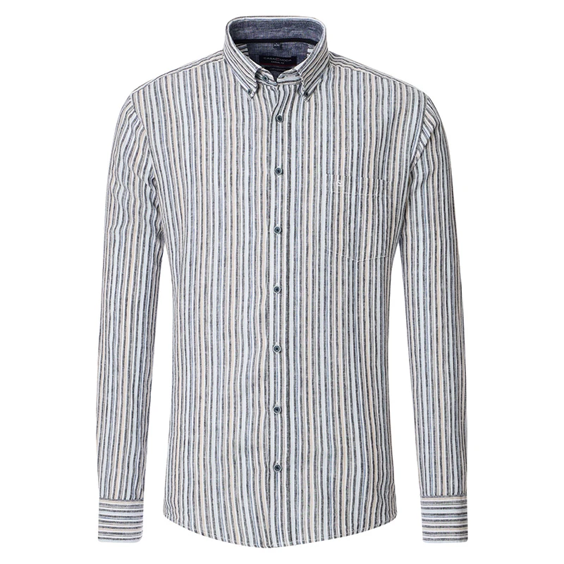 Casa Moda Zomer Shirt | Grijs Ecru Gestreept | www.pietkoopmans.nl