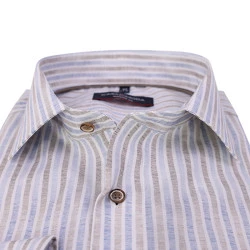Casamoda Stretch Overhemd | Vintage Camel Gestreept