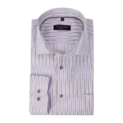 Casamoda Stretch Overhemd | Vintage Camel Gestreept