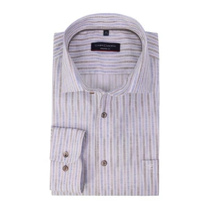 Casamoda Stretch Overhemd | Vintage Camel Gestreept