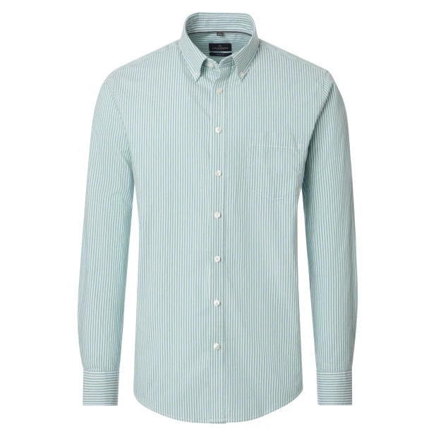Casamoda Shirt | Groen Wit Gestreept | www.pietkoopmans.nl