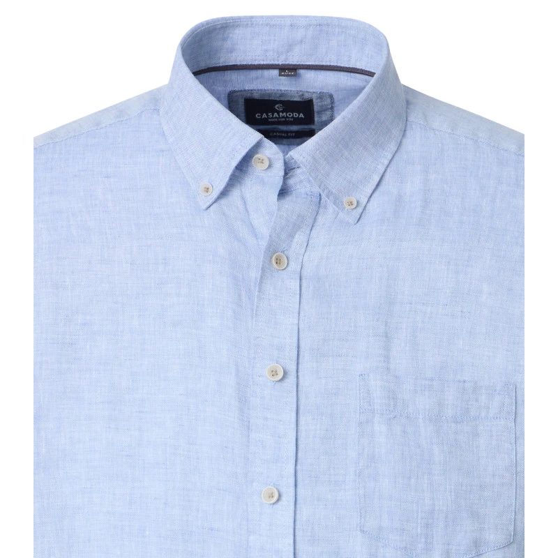 Casamoda Linnen Zomer Shirt | Lichtblauw | www.pietkoopmans.nl
