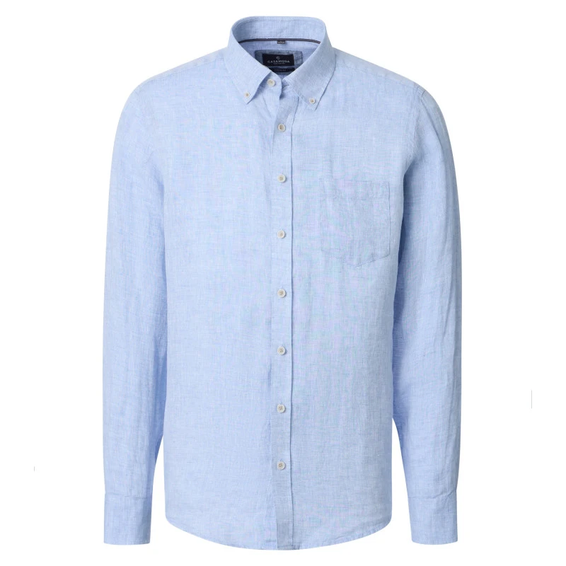 Casamoda Linnen Zomer Shirt | Lichtblauw | www.pietkoopmans.nl