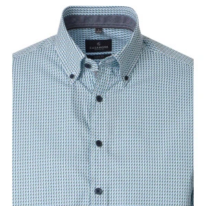 Casamoda Korte Mouw Shirt | Groen Blauw Print