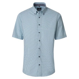 Casamoda Korte Mouw Shirt | Groen Blauw Print