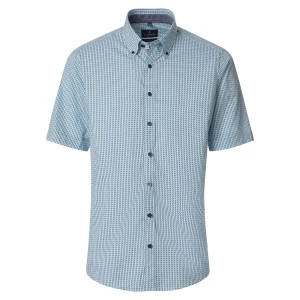 Casamoda Korte Mouw Shirt | Groen Blauw Print