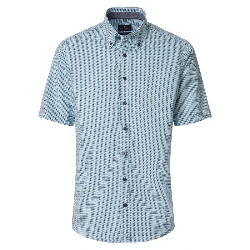 Casamoda Korte Mouw Shirt | Groen Blauw Print | www.pietkoopmans.nl