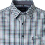 Casamoda Korte Mouw Shirt | Groen Taupe Print | www.pietkoopmans.nl