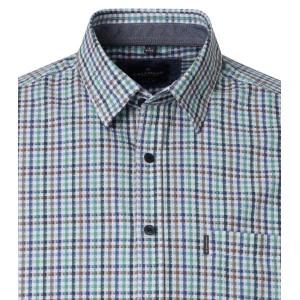 Casamoda Korte Mouw Shirt | Groen Taupe Print