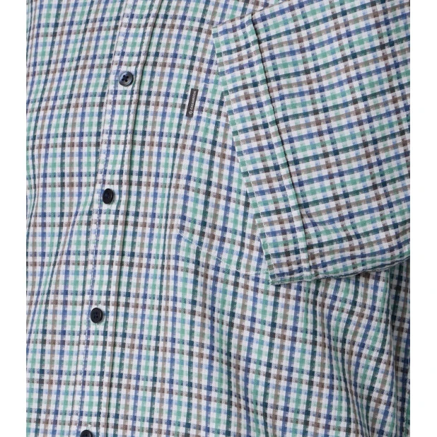 Casamoda Korte Mouw Shirt | Groen Taupe Print | www.pietkoopmans.nl