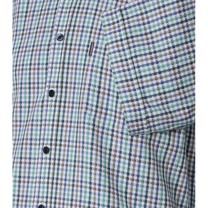 Casamoda Korte Mouw Shirt | Groen Taupe Print | www.pietkoopmans.nl