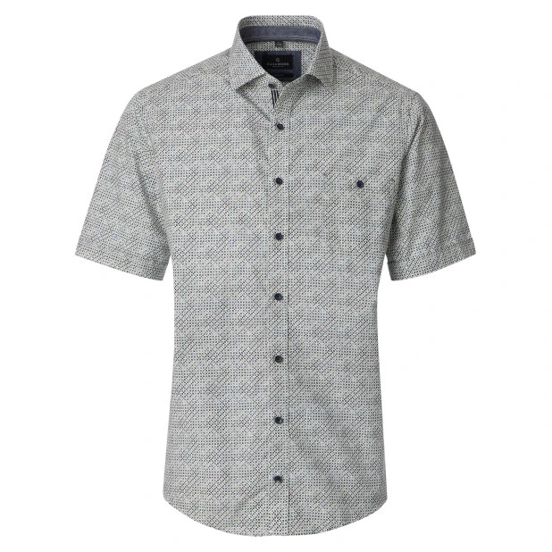 Casamoda Korte Mouw Shirt | Groen Print | www.pietkoopmans.nl