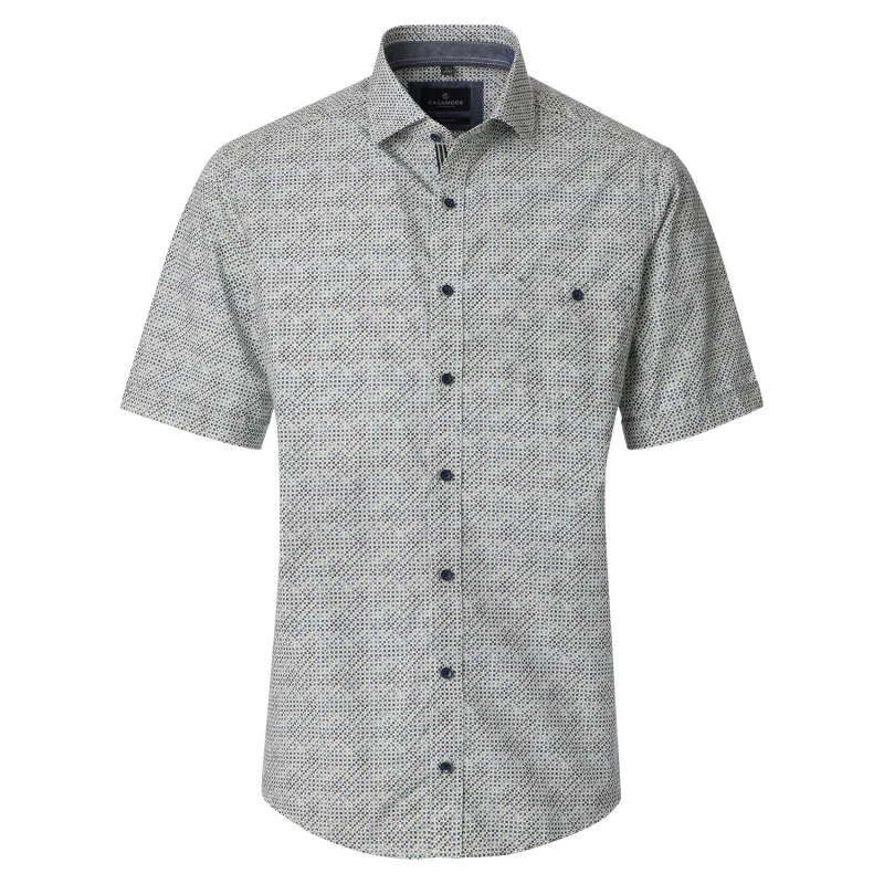 Casamoda Korte Mouw Shirt | Groen Print | www.pietkoopmans.nl
