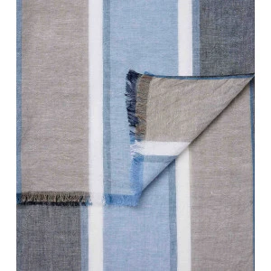 Casamoda Katoenen Shawl | Blauw Beige Gestreept