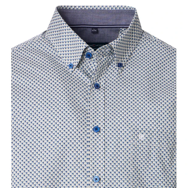 Casamoda Korte Mouw Shirt | Blauw Met Print | www.pietkoopmans.nl