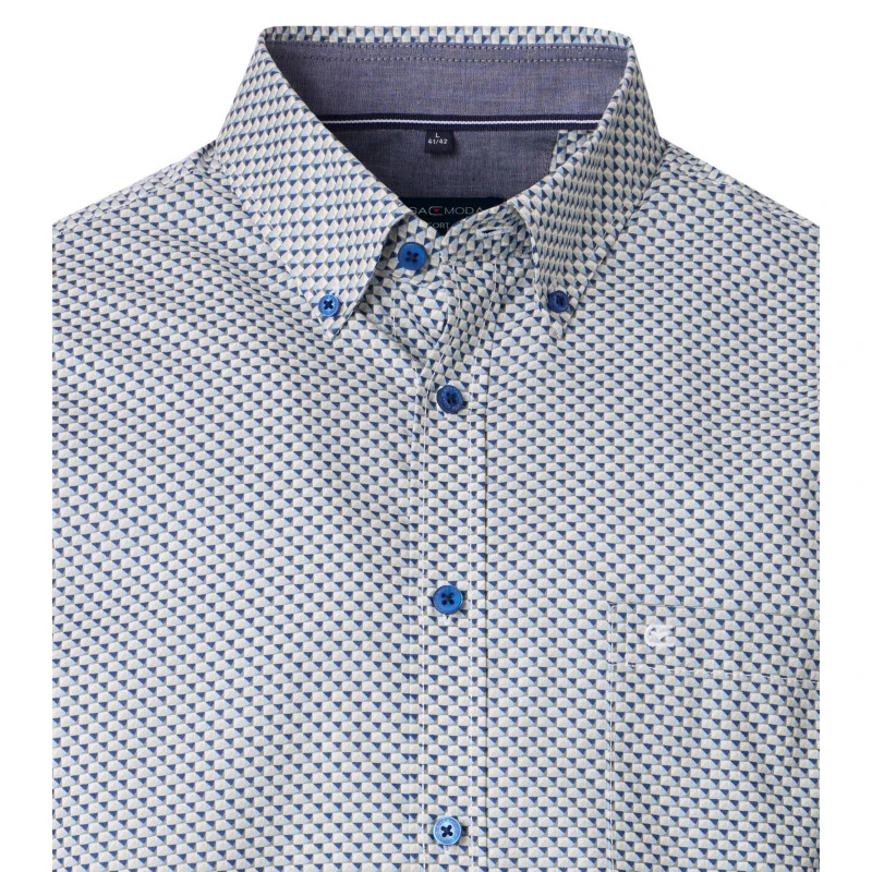 Casamoda Korte Mouw Shirt | Blauw Met Print | www.pietkoopmans.nl