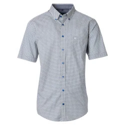 Casamoda Korte Mouw Shirt | Blauw Met Print