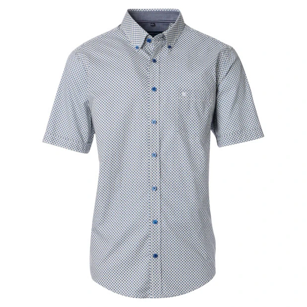 Casamoda Korte Mouw Shirt | Blauw Met Print | www.pietkoopmans.nl