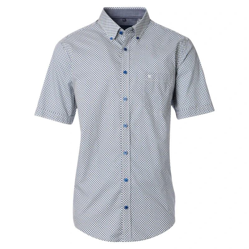 Casamoda Korte Mouw Shirt | Blauw Met Print | www.pietkoopmans.nl