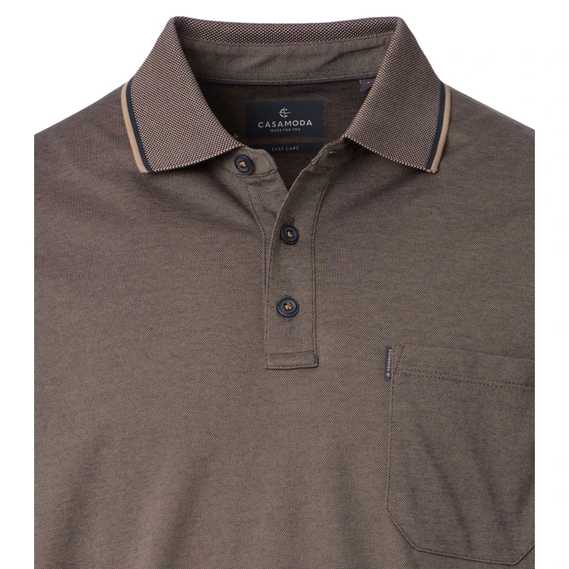 CASAMODA Polo Borstzak | Taupe Gemeleerd | www.pietkoopmans.nl