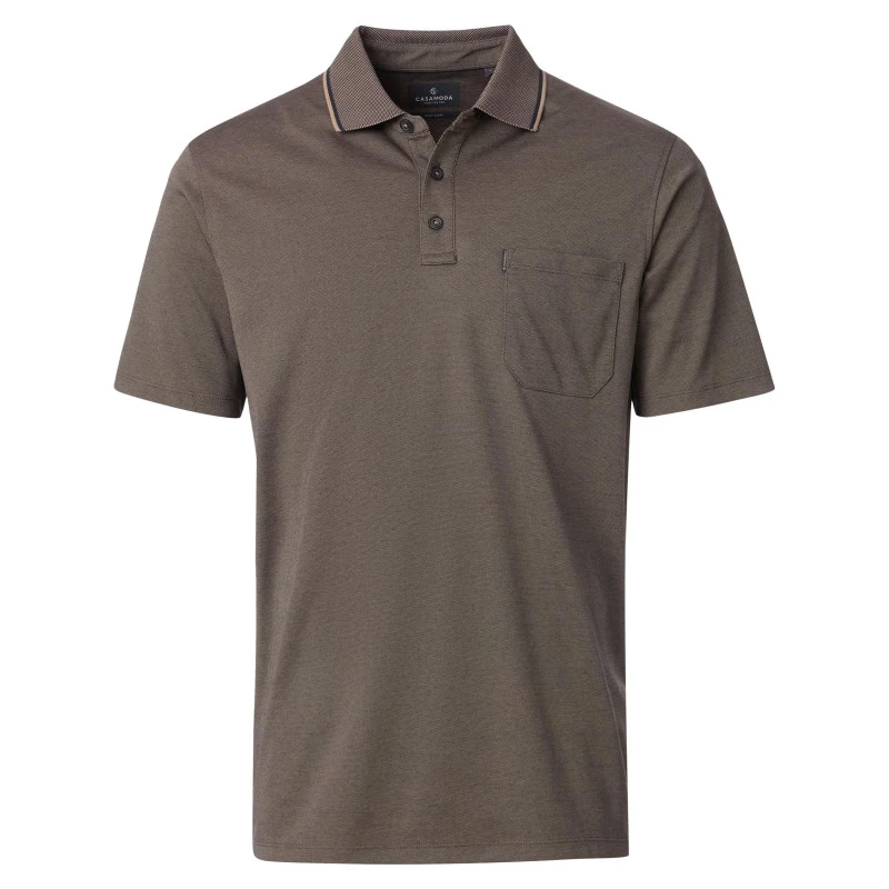 CASAMODA Polo Borstzak | Taupe Gemeleerd | www.pietkoopmans.nl