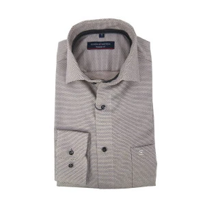 Casamoda Overhemd | Taupe Fijn Print