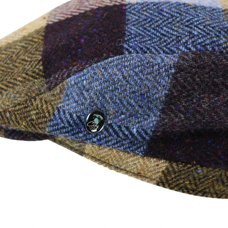 City Sport Flat Cap | Shawl | Blauw Patchwork | www.pietkoopmans.nl