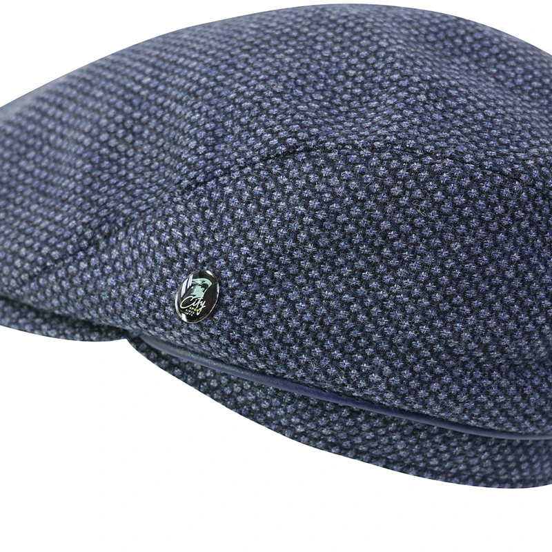 City Sport Flat Cap | Denim Blauw Print | www.pietkoopmans.nl