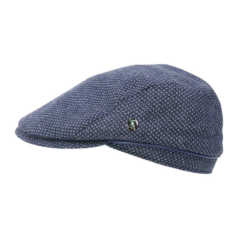City Sport Flat Cap | Denim Blauw Print | www.pietkoopmans.nl
