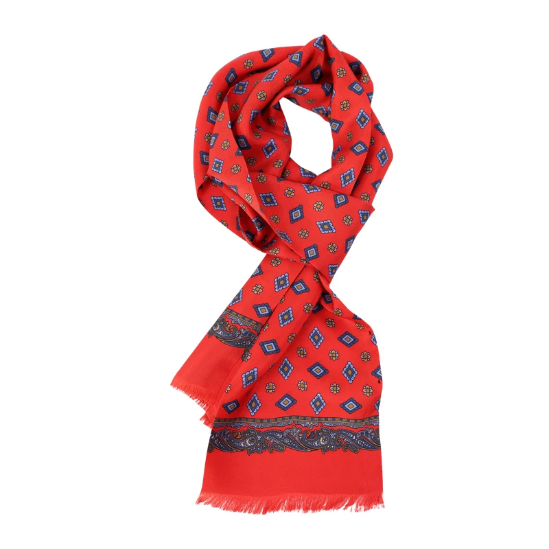 City Sport Zijde Shawl | Rood Blauw Print | www.pietkoopmans.nl