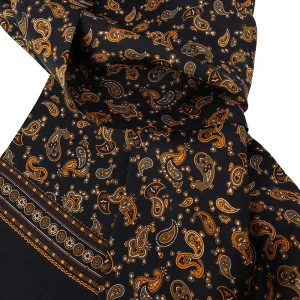 City Sport Zijde Shawl | Zwart Goud Paisley Print