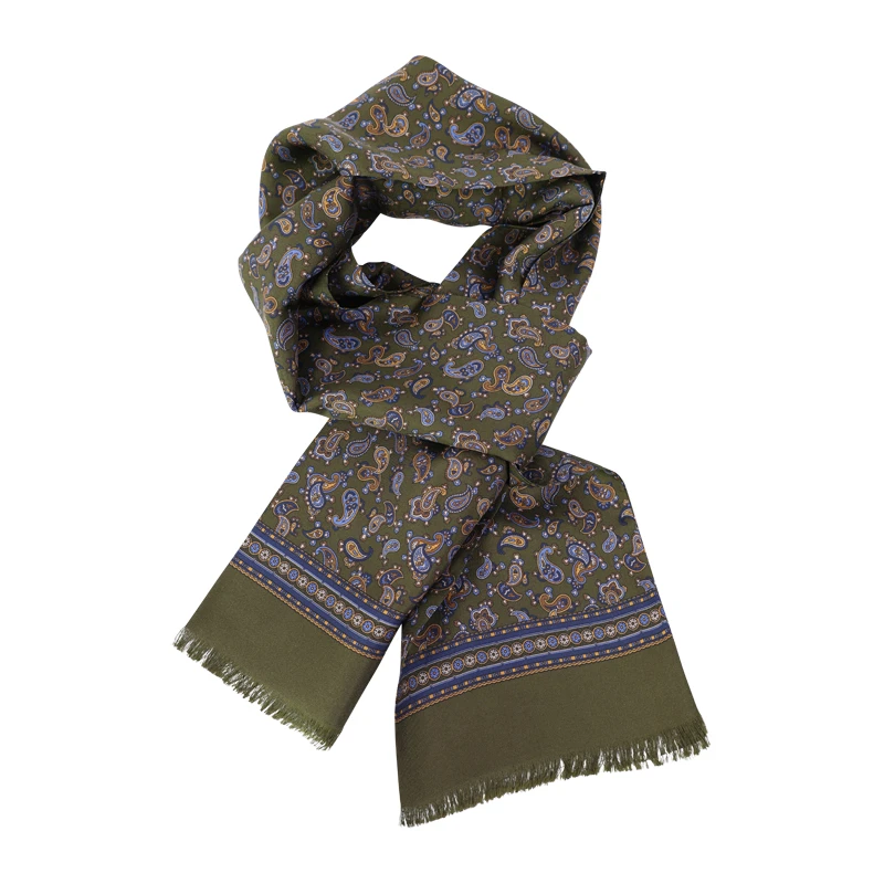 City Sport Zijde Shawl | Olijf Raf Paisley Print | www.pietkoopmans.nl