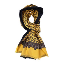 City Sport Zijde Modaal Shawl | Zwart Geel Print