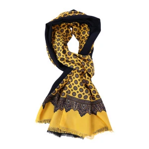 City Sport Zijde Modaal Shawl | Zwart Geel Print