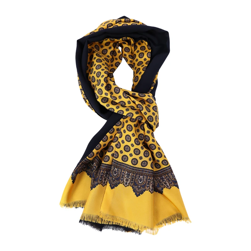City Sport Zijde Modaal Shawl | Zwart Geel Print | www.pietkoopmans.nl