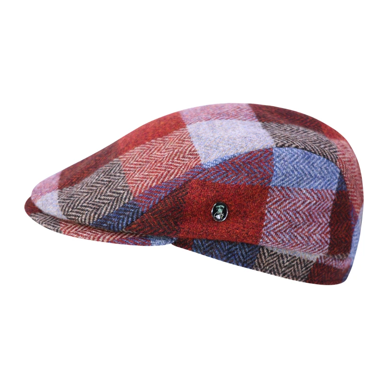 City Sport Flat Cap l | Lichtblauw Rood Geblokt | www.pietkoopmans.nl