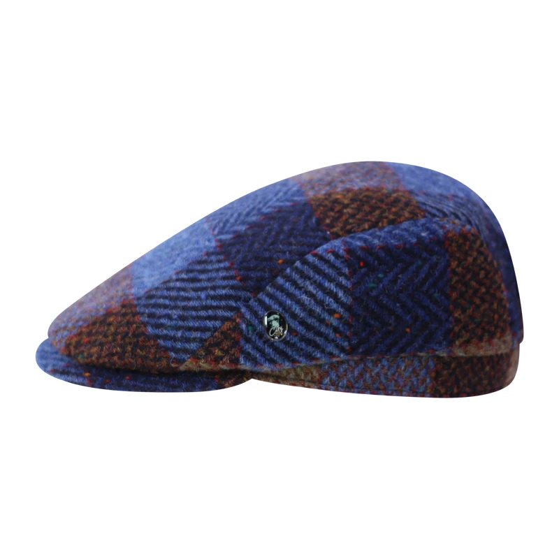 City Sport Winter Flat Cap | Blauw Olijf Geblokt | www.pietkoopmans.nl