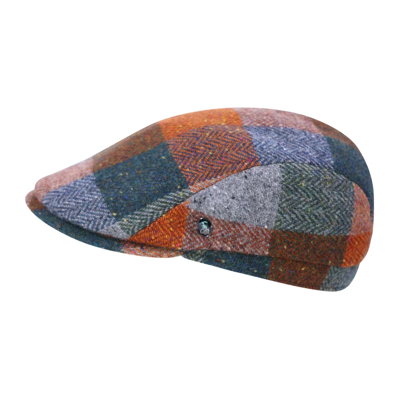 City Sport Flat Cap | Oranje Groen Geblokt | www.pietkoopmans.nl