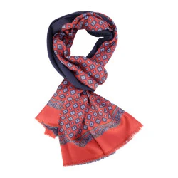 City Sport Zijde Modaal Shawl | Rood Blauw Medallions