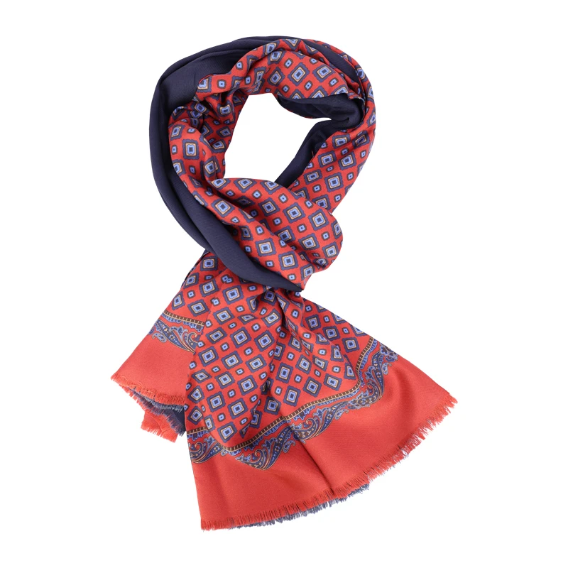City Sport Zijde Modaal Shawl | Rood Blauw Medallions | www.pietkoopmans.nl