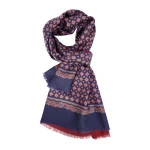 City Sport Zijde Modaal Shawl | Navy Bordeaux Medallions | www.pietkoopmans.nl