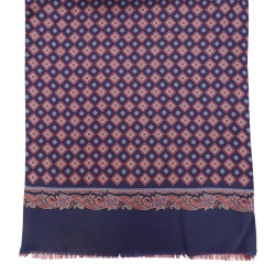 City Sport Zijde Modaal Shawl | Navy Bordeaux Medallions