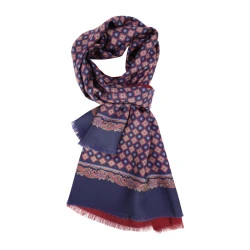 City Sport Zijde Modaal Shawl | Navy Bordeaux Medallions