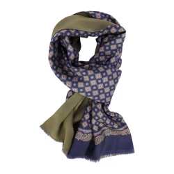 City Sport Zijde Modaal Shawl | Blauw Groene Medallions