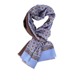 City Sport Zijde Modaal Shawl | Blauw Bruine Medallions