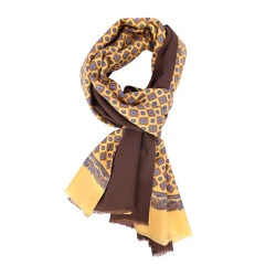 City Sport Zijde Modaal Shawl | Geel Bruin Medallions